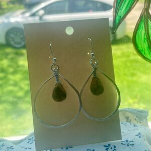 Elegant Silver and Jasper Teardrop Earrings